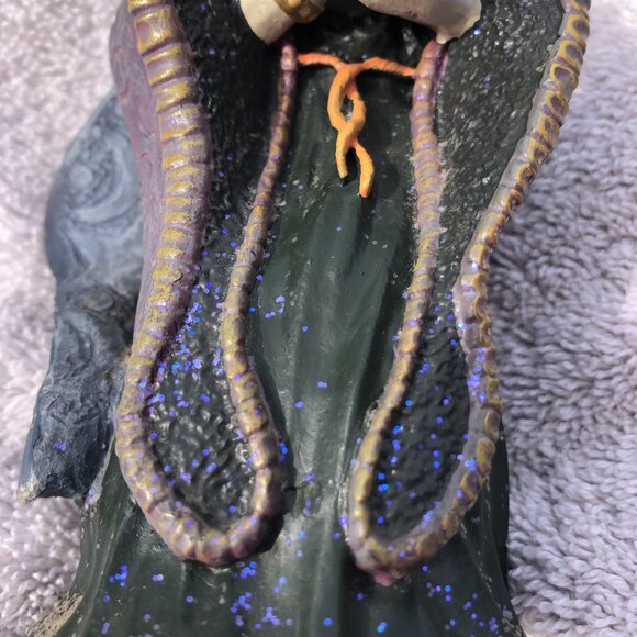 Vintage Spoontiques Wizard With Crystal Ball Orb Red Eyes Metaliic Figurine 6” - Picture 7 of 15